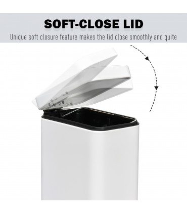 Steel 5L Rectangular Pedal Bin White Steel Body Powder Coated Easy Use