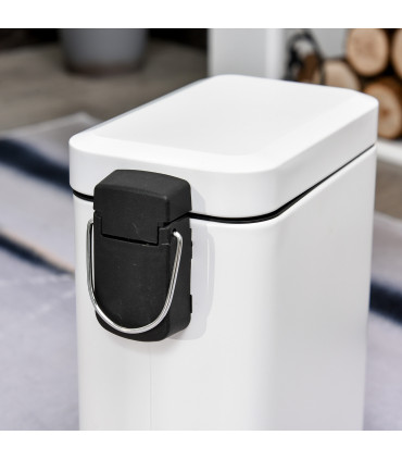 Steel 5L Rectangular Pedal Bin White Steel Body Powder Coated Easy Use