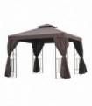 Gazebo 3x3m Brown UV-resistant Polyester Double Roof Design Air Circulation