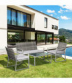 Outdoor Garden Rattan Seating Furniture Set Grey 4-Piece 57cm x 65cm x 75cm