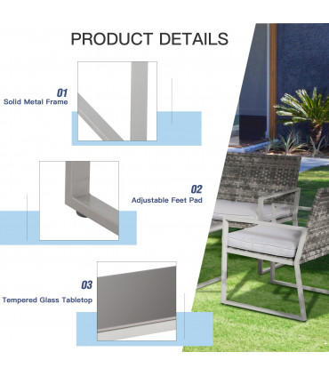Outdoor Garden Rattan Seating Furniture Set Grey 4-Piece 57cm x 65cm x 75cm