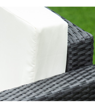 Garden & Patio 4 Pieces Rattan Sofa Set, Steel-Black, 124cmx68cmx68cm