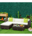 Outdoor Rattan Wicker Sofa Brown 75cmx75cmx64cm PE Rattan Wicker 5 PCS Sofa Set