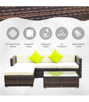 Outdoor Rattan Wicker Sofa Brown 75cmx75cmx64cm PE Rattan Wicker 5 PCS Sofa Set