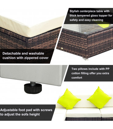 Outdoor Rattan Wicker Sofa Brown 75cmx75cmx64cm PE Rattan Wicker 5 PCS Sofa Set