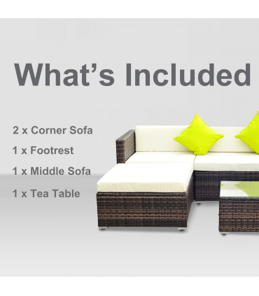 Outdoor Rattan Wicker Sofa Brown 75cmx75cmx64cm PE Rattan Wicker 5 PCS Sofa Set