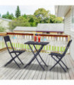 Rattan Furniture Set 3pc Black PE Rattan 60cm x 60cm x 72cm Chairs Table