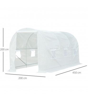 Outdoor Walk-In Poly Tunnel Greenhouse White Galvanized Steel Tube 4.5m x 2m