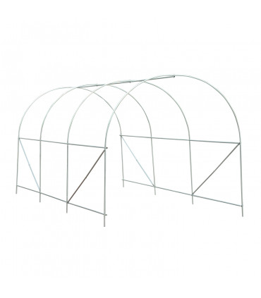 Outdoor Walk-In Poly Tunnel Greenhouse White Galvanized Steel Tube 4.5m x 2m