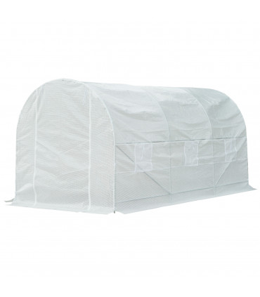 Outdoor Walk-In Poly Tunnel Greenhouse White Galvanized Steel Tube 4.5m x 2m