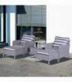 Outdoor Garden Furniture Set 5-Piece PE Rattan Light Grey 71cmx67cmx75cm