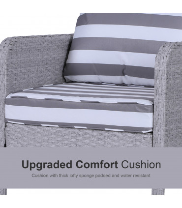 Outdoor Garden Furniture Set 5-Piece PE Rattan Light Grey 71cmx67cmx75cm