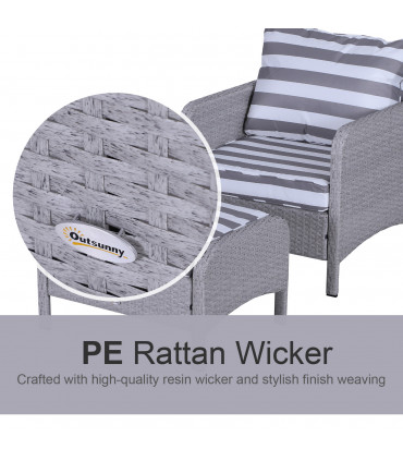 Outdoor Garden Furniture Set 5-Piece PE Rattan Light Grey 71cmx67cmx75cm