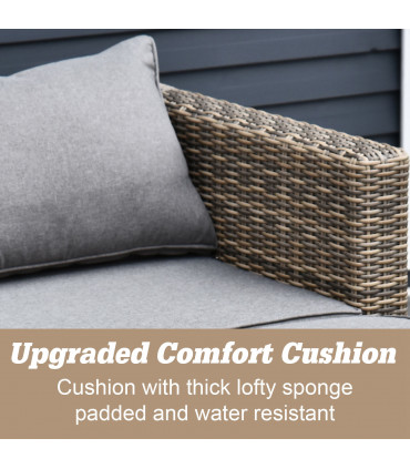 Outdoor Seating Set PE Rattan Grey 73cm x 73cm x 65cm 5 Pcs Armchair Comfort