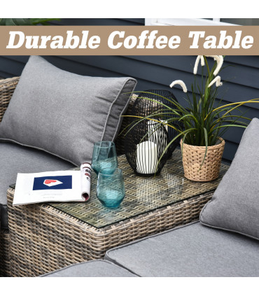 Outdoor Seating Set PE Rattan Grey 73cm x 73cm x 65cm 5 Pcs Armchair Comfort