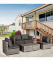  6-Seater Sofa & Coffee Table Rattan Outdoor Garden Furniture Set Grey
