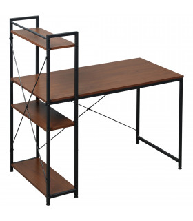 Computer Workstation, Metal Frame-Walnut Brown, 120L x 64W x 121H cm