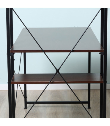 Computer Workstation, Metal Frame-Walnut Brown, 120L x 64W x 121H cm