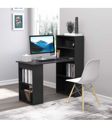 Computer Desk, 120Lx55Dx120H cm - Black, Space saving design, Particle board
