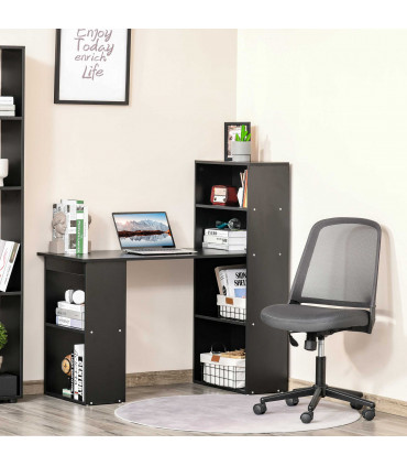 Computer Desk, 120Lx55Dx120H cm - Black, Space saving design, Particle board