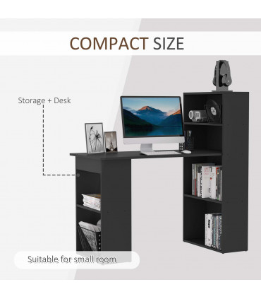 Computer Desk, 120Lx55Dx120H cm - Black, Space saving design, Particle board