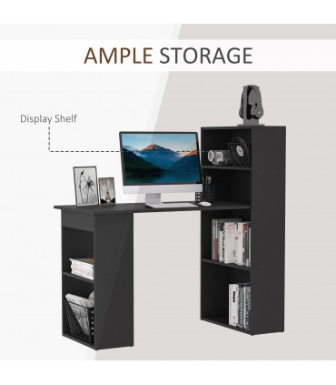 Computer Desk, 120Lx55Dx120H cm - Black, Space saving design, Particle board