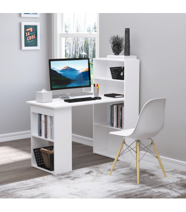 Computer Desk, White, 120L x 55D x 120H cm, Particle board, Space saving design