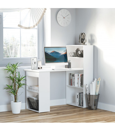 Computer Desk, White, 120L x 55D x 120H cm, Particle board, Space saving design
