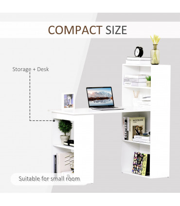 Computer Desk, White, 120L x 55D x 120H cm, Particle board, Space saving design