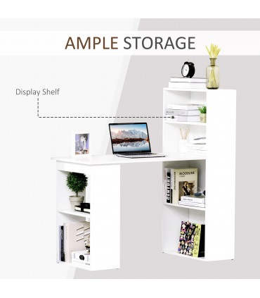 Computer Desk, White, 120L x 55D x 120H cm, Particle board, Space saving design