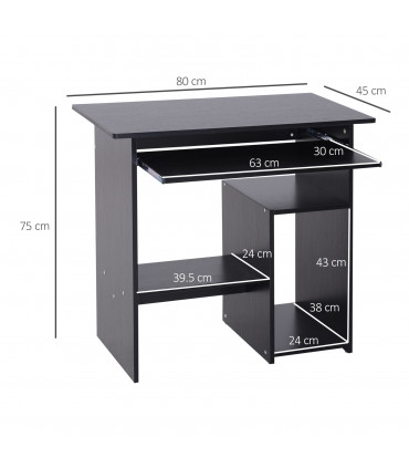 Computer Desk, 73.5H cm-Black, Particleboard, 80L x 45W x 73.5H cm