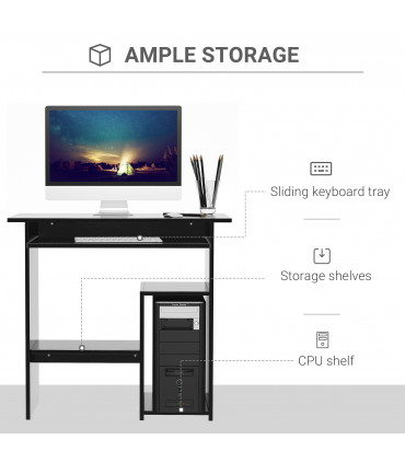Computer Desk, 73.5H cm-Black, Particleboard, 80L x 45W x 73.5H cm