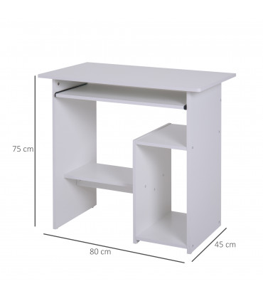 Computer Desk, 73.5H cm-White, Thick particleboard, 80L x 45W, Melamine Surface