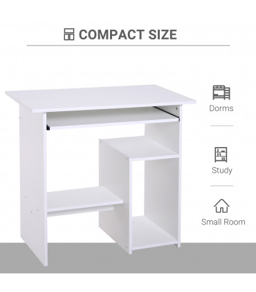 Computer Desk, 73.5H cm-White, Thick particleboard, 80L x 45W, Melamine Surface