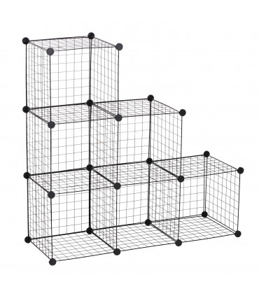 DIY 6 Cube Wire Storage Cabinet Organiser, 111L x 37W x 111Hcm-Black