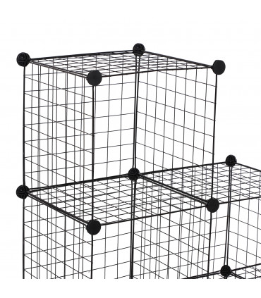DIY 6 Cube Wire Storage Cabinet Organiser, 111L x 37W x 111Hcm-Black