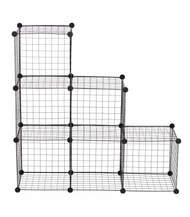 DIY 6 Cube Wire Storage Cabinet Organiser, 111L x 37W x 111Hcm-Black