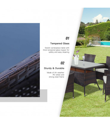 Garden Furniture Dining Set 7Pc Rattan Brown PE Rattan Steel 150cmx80cmx74cm