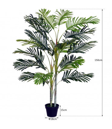 Artificial Plant Tree, 150cm, Crepe Leaves, Black Pot, Indoor Outdoor Use