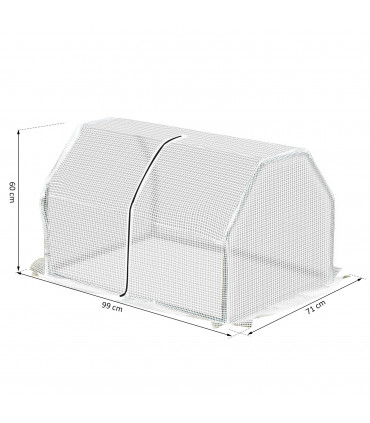 Greenhouse Mini PVC Cover Steel Frame White 99cm x 71cm x 60cm Compact Portable