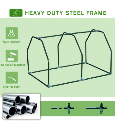 Greenhouse Mini PVC Cover Steel Frame White 99cm x 71cm x 60cm Compact Portable