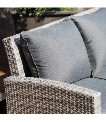 Outdoor 6Pcs Rattan Dining Set Grey Sofa Table Footstool w/ Cushion 182cm x 72cm