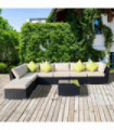 Garden Dining Set 8 Pcs Rattan Sofa Black 78cm x 78cm x 65cm Cushions Outdoor