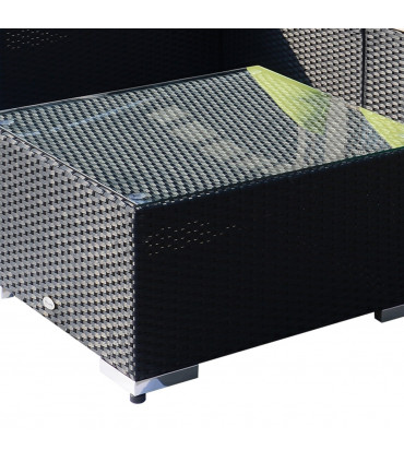 Garden Dining Set 8 Pcs Rattan Sofa Black 78cm x 78cm x 65cm Cushions Outdoor