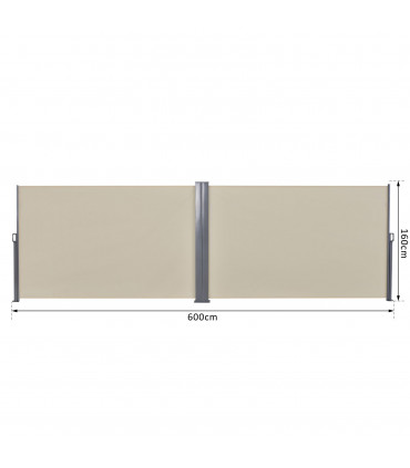 Awning 6m x 1.6m Beige Polyester Cloth Patio Side Canopy for Home and Business