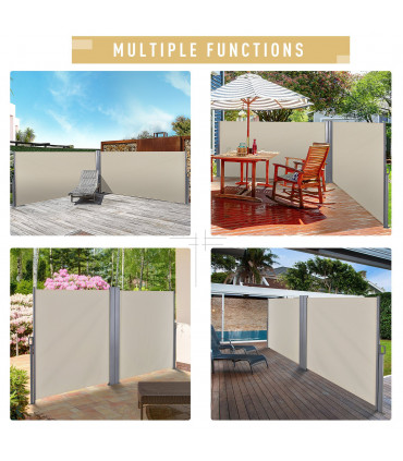 Awning 6m x 1.6m Beige Polyester Cloth Patio Side Canopy for Home and Business