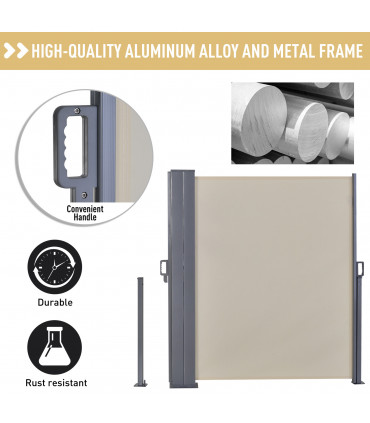 Awning 6m x 1.6m Beige Polyester Cloth Patio Side Canopy for Home and Business