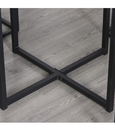 MDF Topped Steel 5-Piece Dining Set Dining Table with 4 Stools Black/Brown