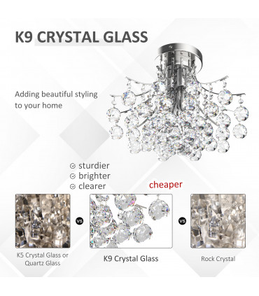 Ceiling Lighting Chandelier Modern K9 Crystal Transparent 40 x 28 H (cm)