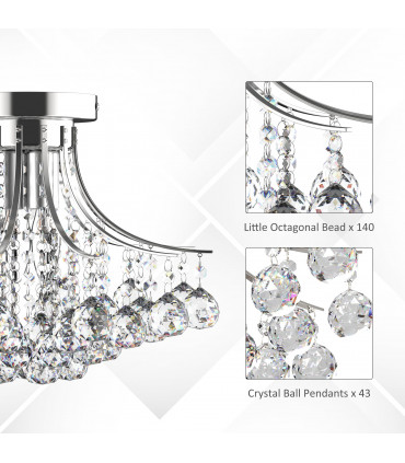Ceiling Lighting Chandelier Modern K9 Crystal Transparent 40 x 28 H (cm)
